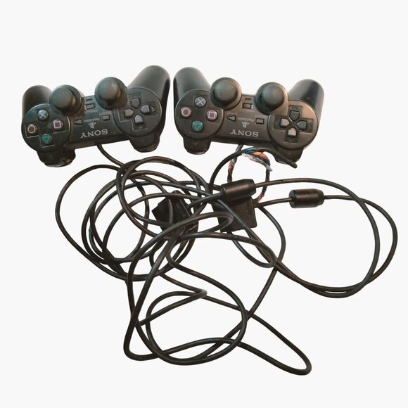 Sony PlayStation 2 DualShock Wired Controllers Black Lot 2 - Picture 1 of 16